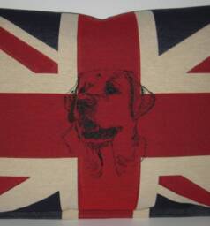 Large Cushion Labrador Head Embroidered On Union Jack - thumbnail 1