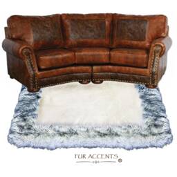 Faux Fur Area Rug - White Shag Sheepskin, Arctic Wolf Border, Usa Made - thumbnail 2