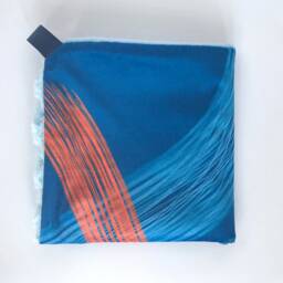 Blue Cuddle Blanket, Boy Minky Blankie, Lovey, Baby & Orange New Gift, Modern Nursery - thumbnail 3