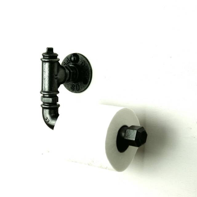 Industrial-style Cast Iron Toilet Paper Holder Made From Plumbing Pipes - image 1