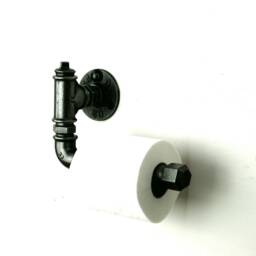 Industrial-style Cast Iron Toilet Paper Holder Made From Plumbing Pipes
