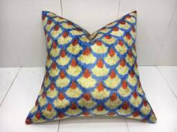 Handwoven Silk Ikat Pillow Cover, Decorative Cushion - 16x16 - thumbnail 1