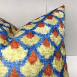 Handwoven Silk Ikat Pillow Cover, Decorative Cushion - 16x16 - thumbnail 2