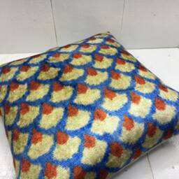 Handwoven Silk Ikat Pillow Cover, Decorative Cushion - 16x16 - thumbnail 4