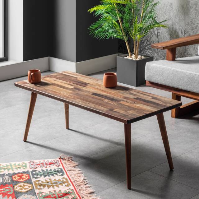 Solid Walnut Coffee Table, Mid-Century Modern Living Room Furniture, Wooden Minimalist Table - image 1