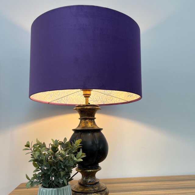 Purple Velvet Drum Lampshade/ Ceiling Shade William Morris Blue Willow Interior - image 1
