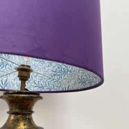 Purple Velvet Drum Lampshade/ Ceiling Shade William Morris Blue Willow Interior - thumbnail 2