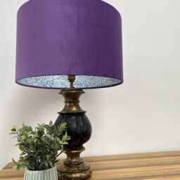 Purple Velvet Drum Lampshade/ Ceiling Shade William Morris Blue Willow Interior - thumbnail 3