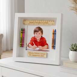 Personalised First Day At School Photo Box Frame - White Black Grey Wood Effect Nursery Pre - thumbnail 2