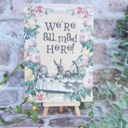 Alice in Wonderland Print Flower Art We're All Mad Here Tea Party - thumbnail 2