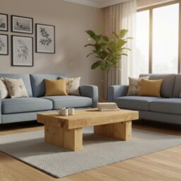 Handmade Rustic Pine Coffee Table Solid Heavy Beam - thumbnail 2
