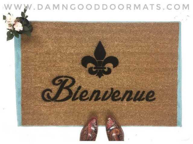 Bienvenue Welcome Mat French Fleur De Lis - Eco-Friendly Outdoor Use - image 1