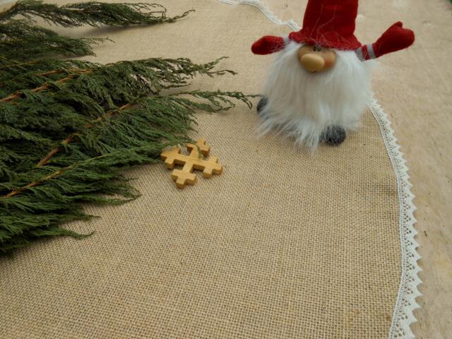 Rustic Christmas Tree Skirt Burlap Decorations Country Decor - image 1