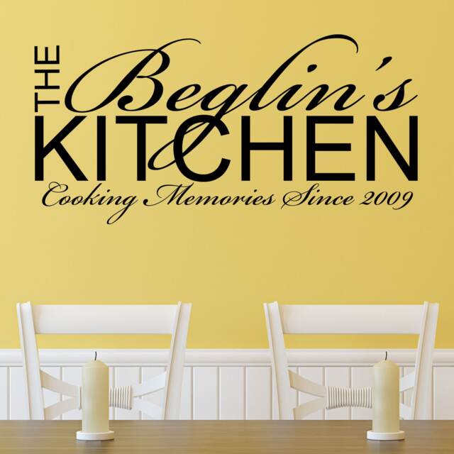 Personalised Kitchen Wall Sticker Cooking Memories Vinyl Decal Transfer Dining Room Cafe Surname - image 1