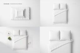 Bedding Euro Pillows Mockup Set Psd Smart-Object Duvet Sheet Rug Flatlay - thumbnail 1