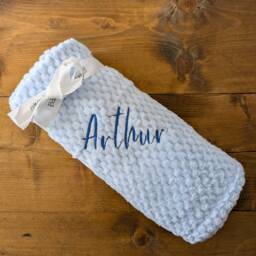 Personalised Embroidered Baby Blanket Soft Waffle Knit, Newborn Gift - thumbnail 3