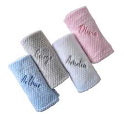 Personalised Embroidered Baby Blanket Soft Waffle Knit, Newborn Gift - thumbnail 1