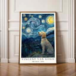 Labradoodle Starry Night Poster, Van Gogh Print, Living Room Wall Art, Fall Style Gift, Gift For Coworker, 30Th Birthday Gifts Her - thumbnail 1