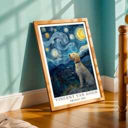 Labradoodle Starry Night Poster, Van Gogh Print, Living Room Wall Art, Fall Style Gift, Gift For Coworker, 30Th Birthday Gifts Her - thumbnail 3