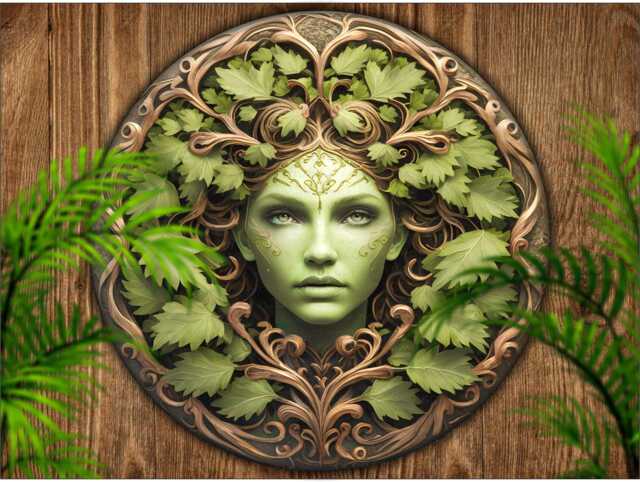 Green Woman Metal Sign, Flat Printed Sign, Nature Lover's Wall Art D??cor, Garden Guardian, Decor, Celtic Plaque, Sign - image 1