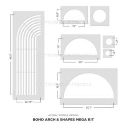 Boho Arch & Shapes Mega Stencil Kit - Abstract Rainbow Designs For Wall Art Quick Diy Room Transformation - thumbnail 3