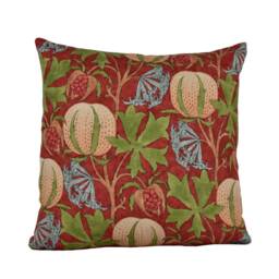 Gp & J Baker - Pumpkins Red/Green Inspired 20Th Century Archival Bloc Print Designer Cushion Cover Luxury Throw Pillow Handmade - thumbnail 2