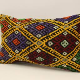 Vintage Kilim Lumbar Pillow Cover, Boho Cushion, 12x20 - thumbnail 3