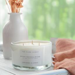 Musk & Sandalwood Soy Candle Large 3-Wick, Handmade in London - thumbnail 1