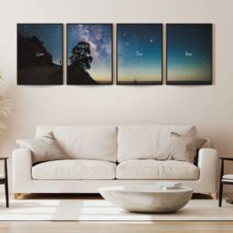 "Night Sky Wall Art, 4 Piece Natural Starry Landscape With Quote " - thumbnail 4