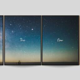 "Night Sky Wall Art, 4 Piece Natural Starry Landscape With Quote " - thumbnail 3