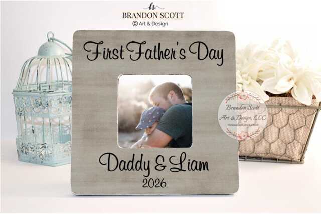 Personalized First Father's Day Picture Frame New Dad Gift - image 1