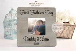 Personalized First Father's Day Picture Frame New Dad Gift - thumbnail 1