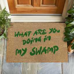 What Are You Doing in My Swamp, Custom Shrek Doormat, Get Outta Swamp Quote, Housewarming Gift, Inspired Decor, Funny Welcome Mat - thumbnail 1
