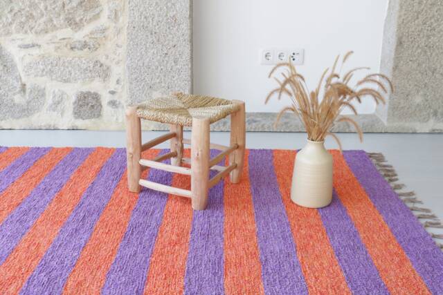 Large Lavender & Orange Rug 140x200cm, Living Room Rug, Colored Bedroom Nursery Modern Aesthetic - image 1