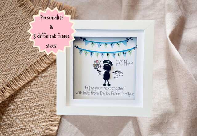 Personalised Police Retirement Frame, Leaving Gift Pebble Frame - Unique Handmade Pebble Picture For Special Retirement Gifts - image 1