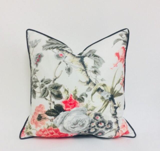 Schumacher - Elizabeth Rouge/Grey Fabulous Floral Designer Cushion Cover Handmade Throw Pillow Luxury Home Decor - image 1
