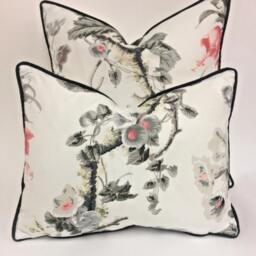 Schumacher - Elizabeth Rouge/Grey Fabulous Floral Designer Cushion Cover Handmade Throw Pillow Luxury Home Decor - thumbnail 2