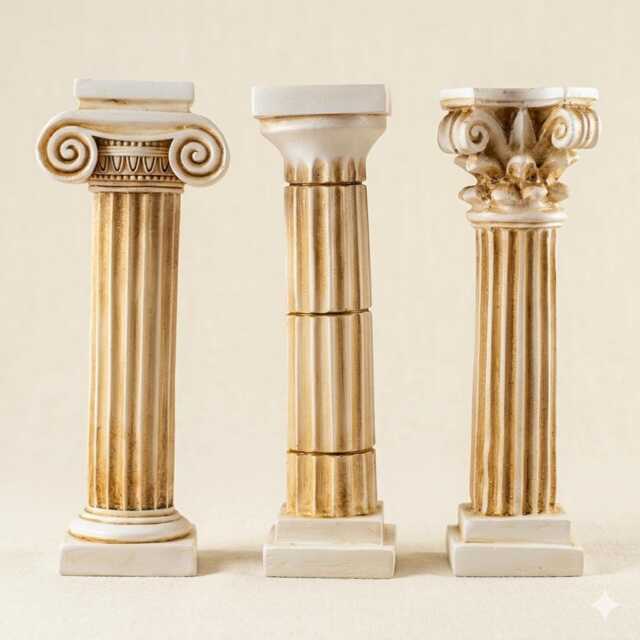 Ancient Greek Doric Corinthian Ionic Order Column Set Pedestal Temple 6.5 Inch - 16, 5 cm - image 1