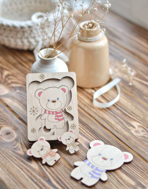 Wooden Counting Puzzle Montessori Wooden Shape Be??r Toy Multi Layer Educational Animal Sorter - image 1