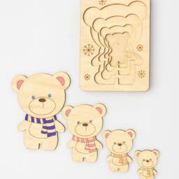 Wooden Counting Puzzle Montessori Wooden Shape Be??r Toy Multi Layer Educational Animal Sorter - thumbnail 4