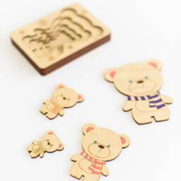 Wooden Counting Puzzle Montessori Wooden Shape Be??r Toy Multi Layer Educational Animal Sorter - thumbnail 3