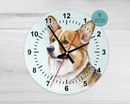 Glass Corgi Wall Clock - Dog Animal Art Home Decor