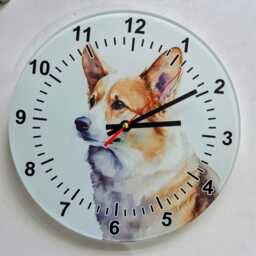 Glass Corgi Wall Clock - Dog Animal Art Home Decor - thumbnail 4
