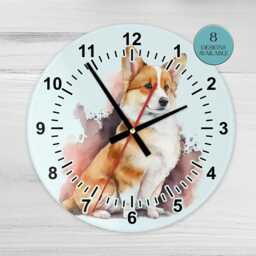 Glass Corgi Wall Clock - Dog Animal Art Home Decor - thumbnail 2