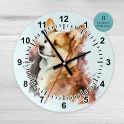 Glass Corgi Wall Clock - Dog Animal Art Home Decor - thumbnail 3