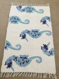 Rag Rug/Chindi /Scandinavian Area Rug, Boho Chic Hippie, Rag Rughand Painted 100% Cotton - thumbnail 1