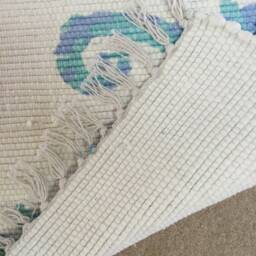 Rag Rug/Chindi /Scandinavian Area Rug, Boho Chic Hippie, Rag Rughand Painted 100% Cotton - thumbnail 4