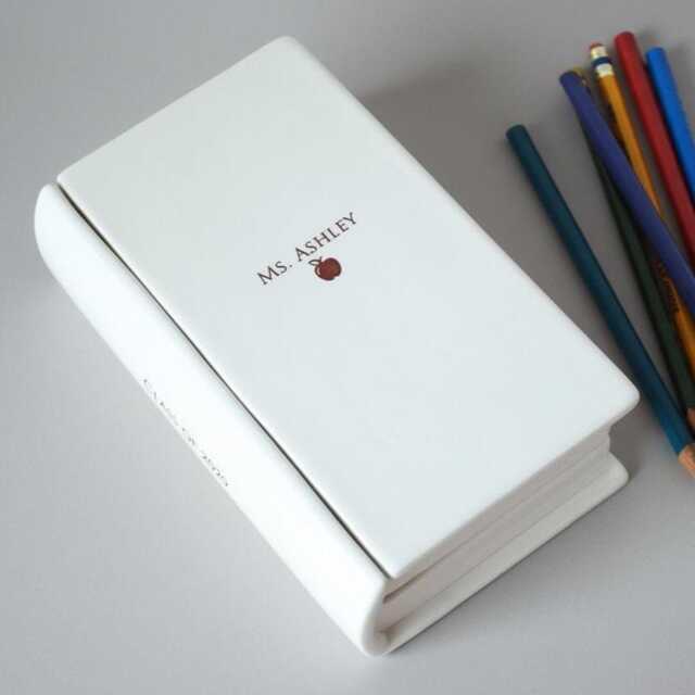 Personalized Teacher Appreciation Gift, Ceramic Keepsake Box, Book-Shaped - image 1