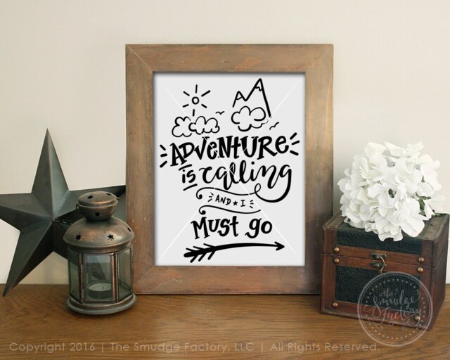 Adventure Is Calling Hand Lettered Print, Wanderlust Wall Art - Digital Download - image 1