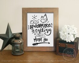 Adventure Is Calling Hand Lettered Print, Wanderlust Wall Art - Digital Download - thumbnail 1
